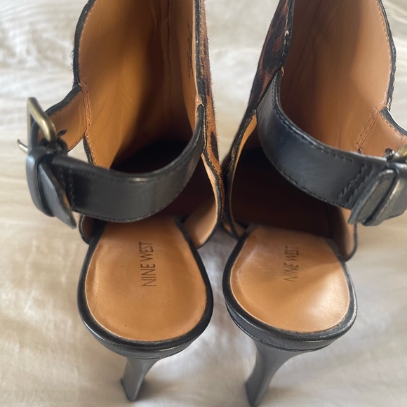 Nine West Leopard print sling mules, 10.5, 3 inch heel. Like new. - Picture 3 of 5